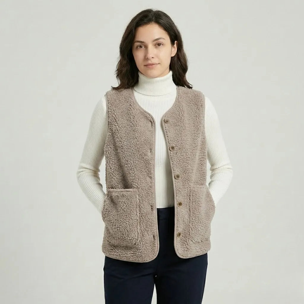 Capa acogedora de invierno suave | Chaleco sin mangas con botones | Estilo casual cómodo