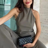 Saoirse | Conjunto de Top de Cuello Halter y Pantalones de Pierna Ancha para Mujeres