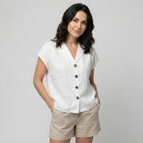 Blusa elegante de lino natural | Corte recto | Estilo fresco de verano
