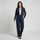 Conjunto Femenino de Blazer y Pantalones de Sastre a Rayas