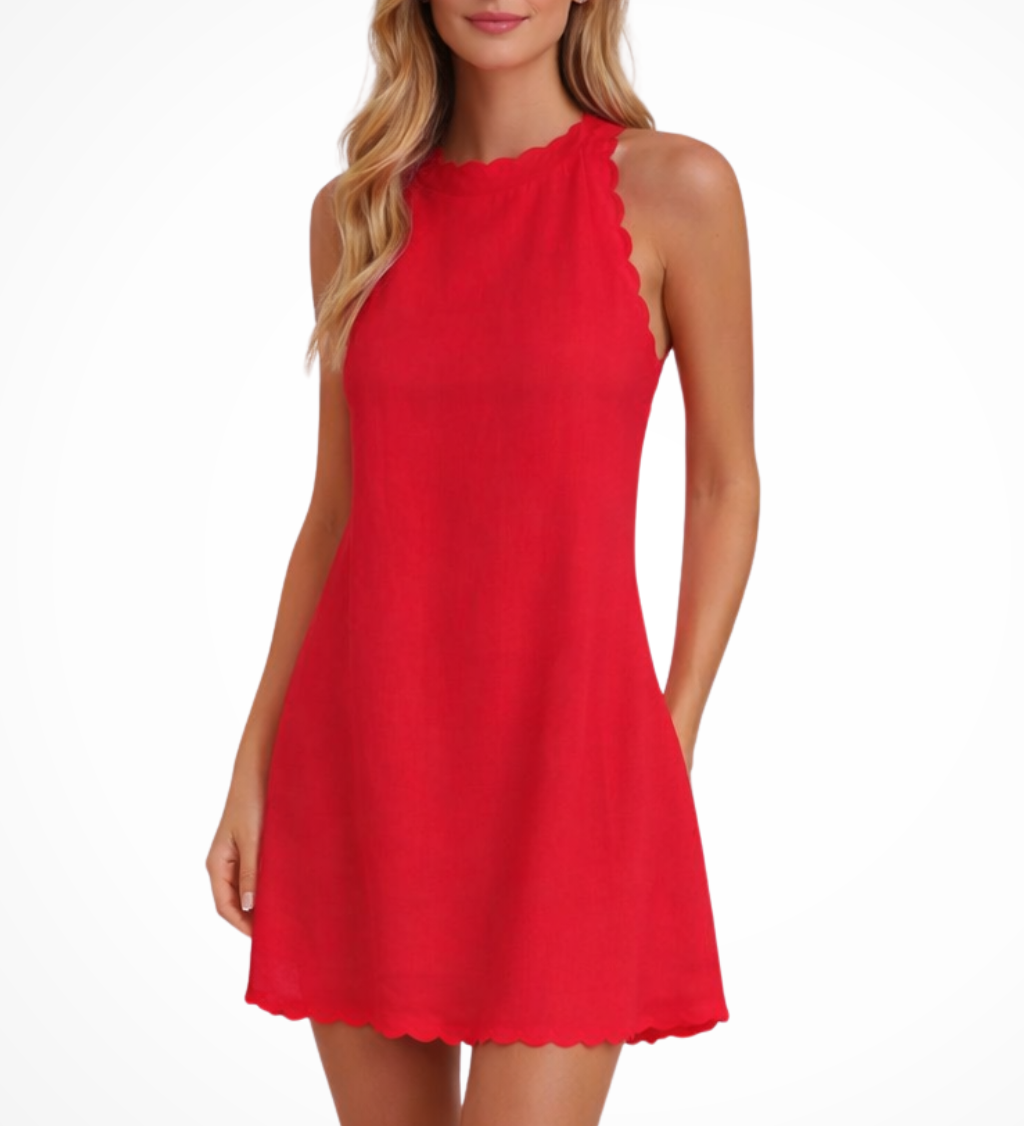 Tindall | Vestido mini de verano sin mangas con dobladillo ondulado para mujer