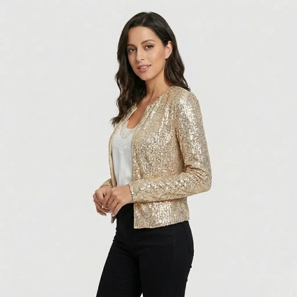 Blazer corto con brillo sutil | Corte ajustado | Elegancia sofisticada para ocasiones especiales