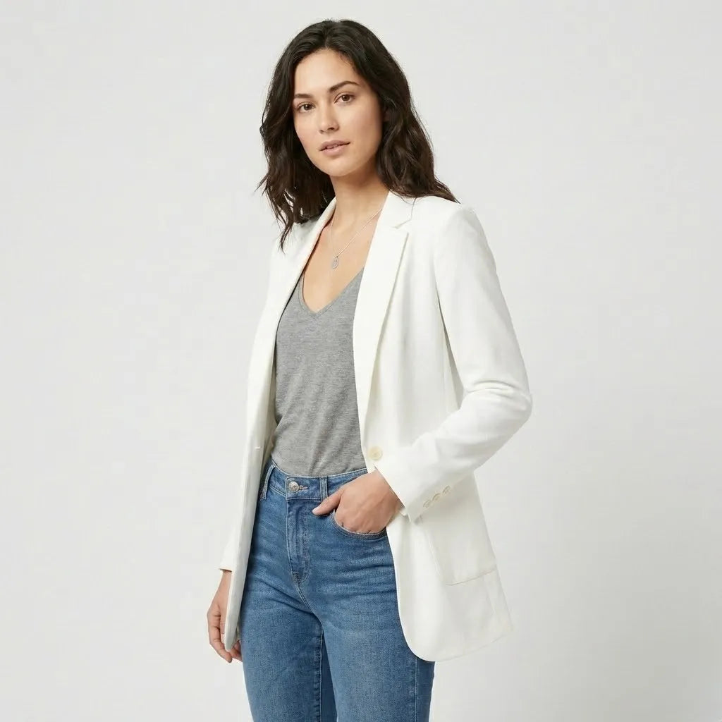 Blazer largo estructurado en mezcla de lana | Corte entallado | Elegancia urbana versátil