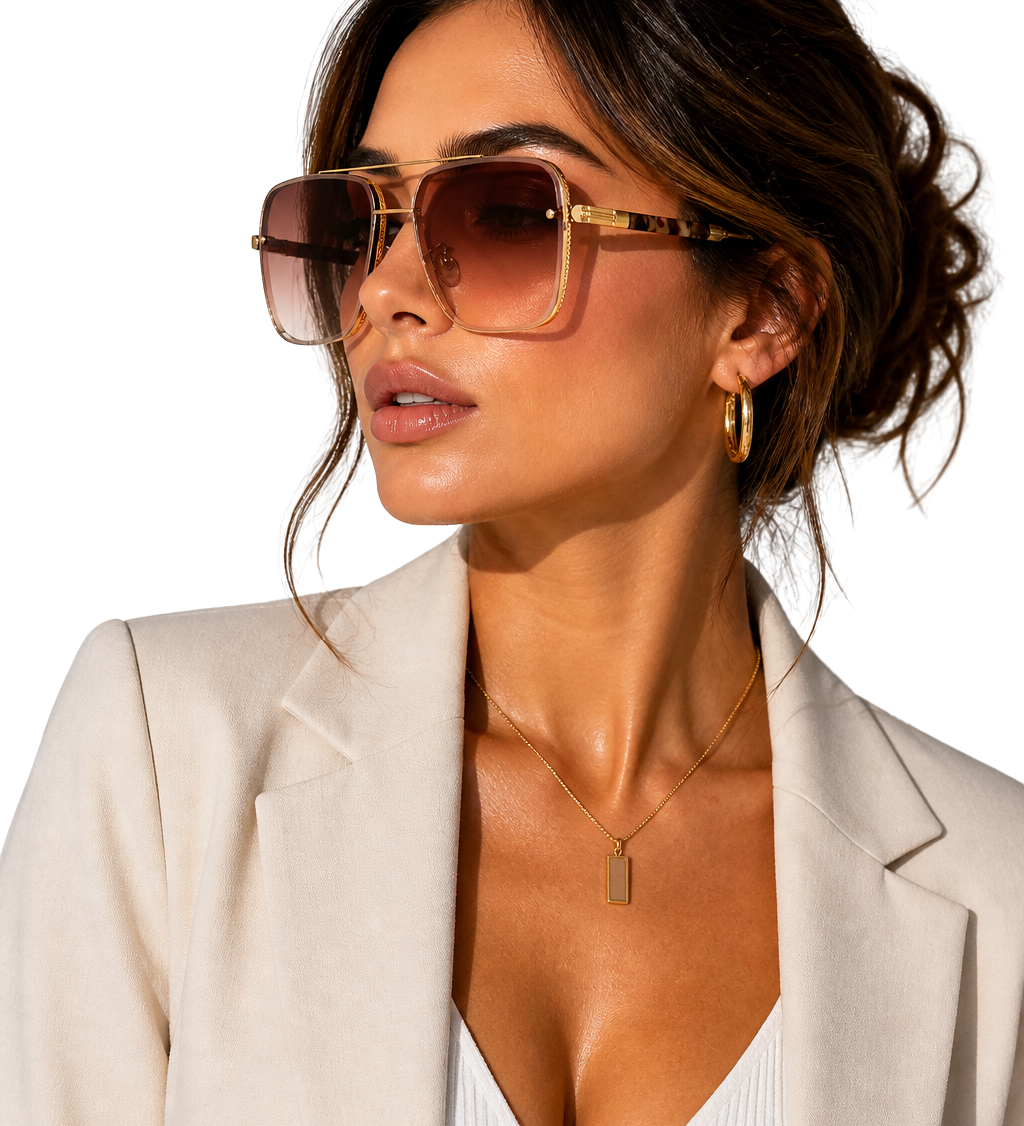 Barlow | Gafas de Sol Aviador Retro con Montura Dorada y Lentes Gradientes UV400