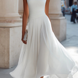 Vivienne | Vestido midi de invitada de boda drapeado y plisado para mujer