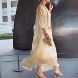 Paetyn | Vestido maxi con escote redondo y mangas largas
