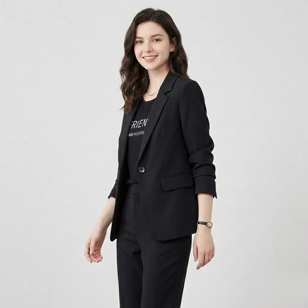 Blazer estructurado en mezcla de viscosa | Corte recto | Estilo urbano elegante