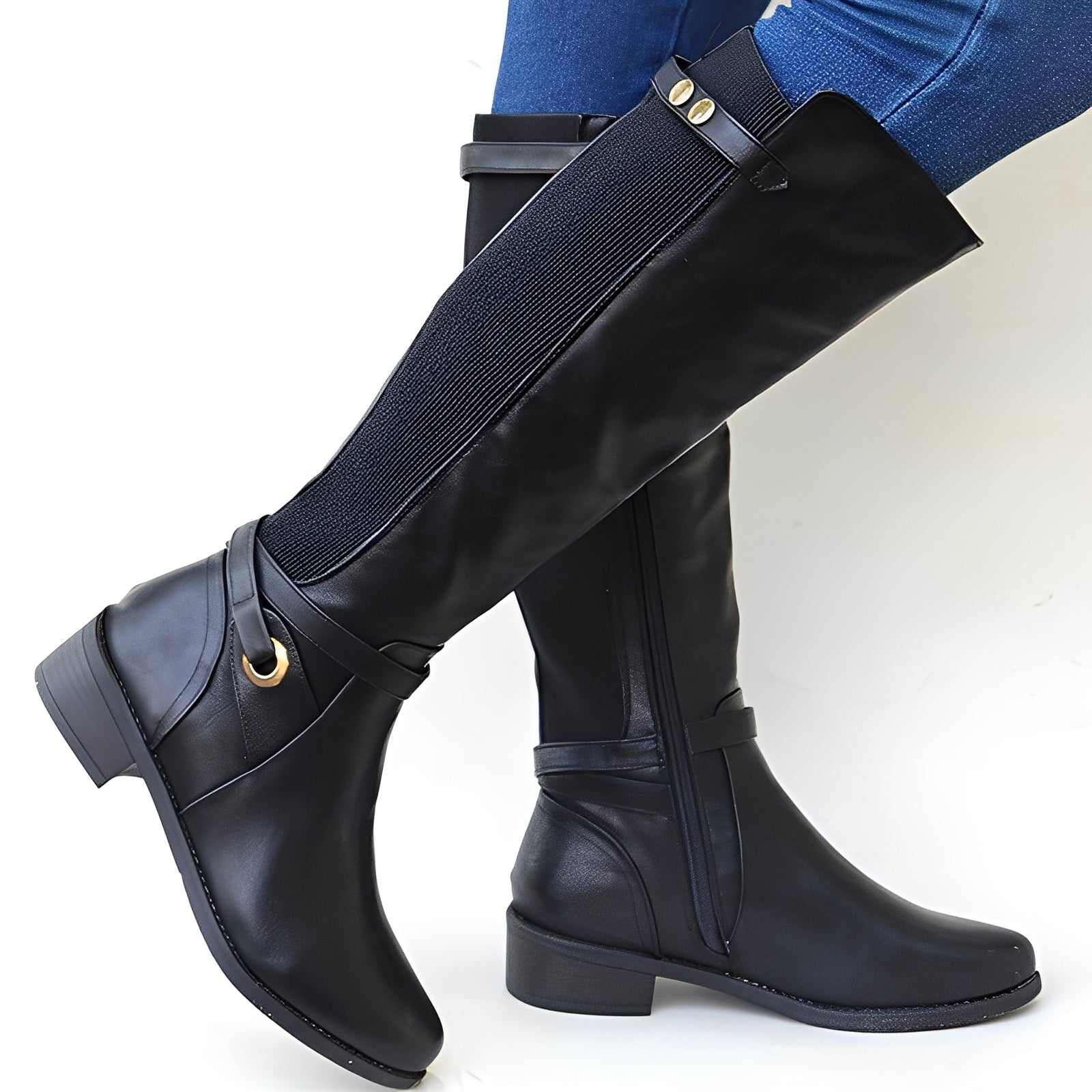 Megan - Clássicos, robustos botas de couro para mulheres
