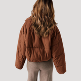 Chaqueta Puffer Acolchada Oversized para Mujer con Cierre Frontal