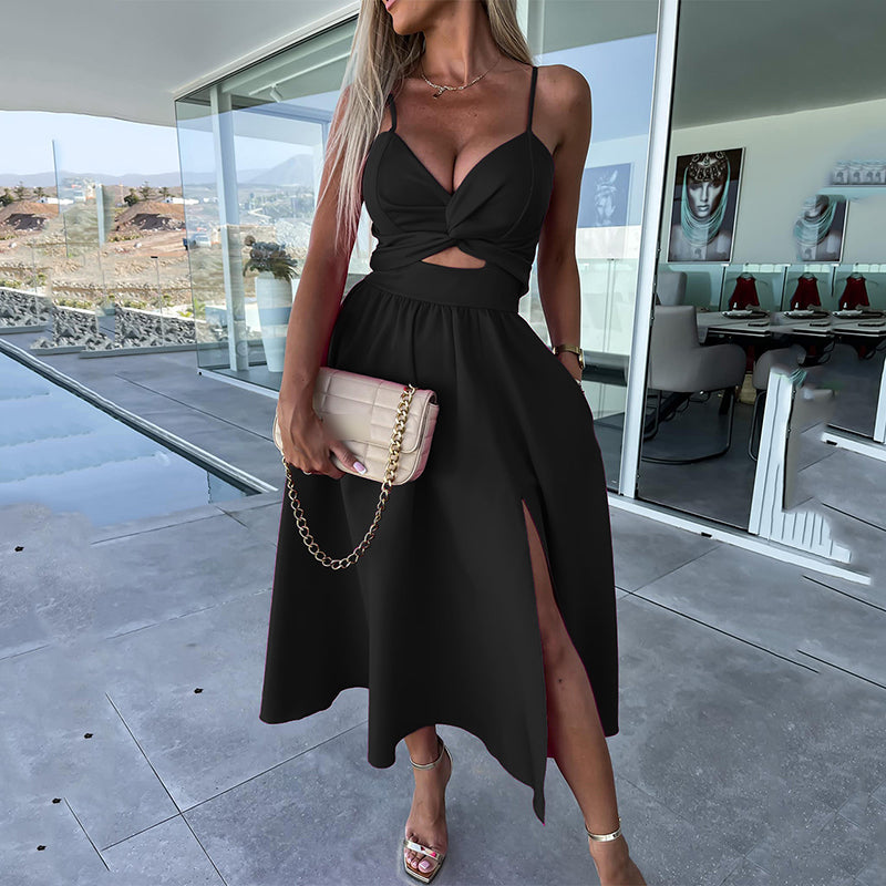 Chloe™ - Vestido con abertura alta y tirantes finos