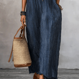 Vestido maxi holgado índigo de estilo nómada