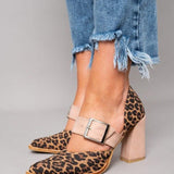 Selveta | Sandalias de terciopelo con estampado de leopardo y tacón estable