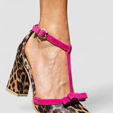 Leontina | Sandalias de Leopardo Verde con Detalles Coloridos