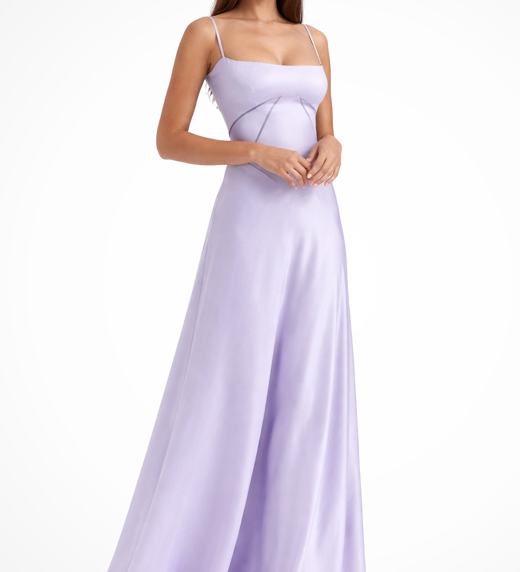 Lorenna | Vestido maxi de satén con corsé para invitadas de boda