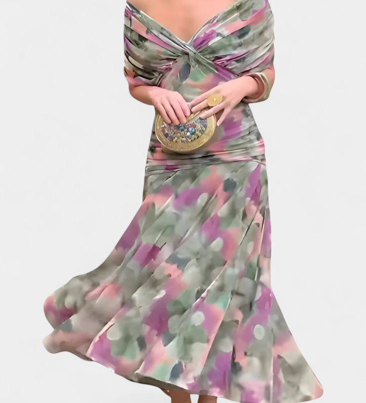 Alondra™ | vestido maxi largo floral con escote en V