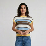 Camiseta de Punto a Rayas con Corte Suelto para Conforto Diario