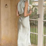 Amelina | Vestido Midi de Cuello Halter para Mujer en Satén para Invitadas de Boda