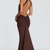 Valentina | Vestido Maxi de Cuello Alto Sin Mangas Arrugado para Invitadas de Boda
