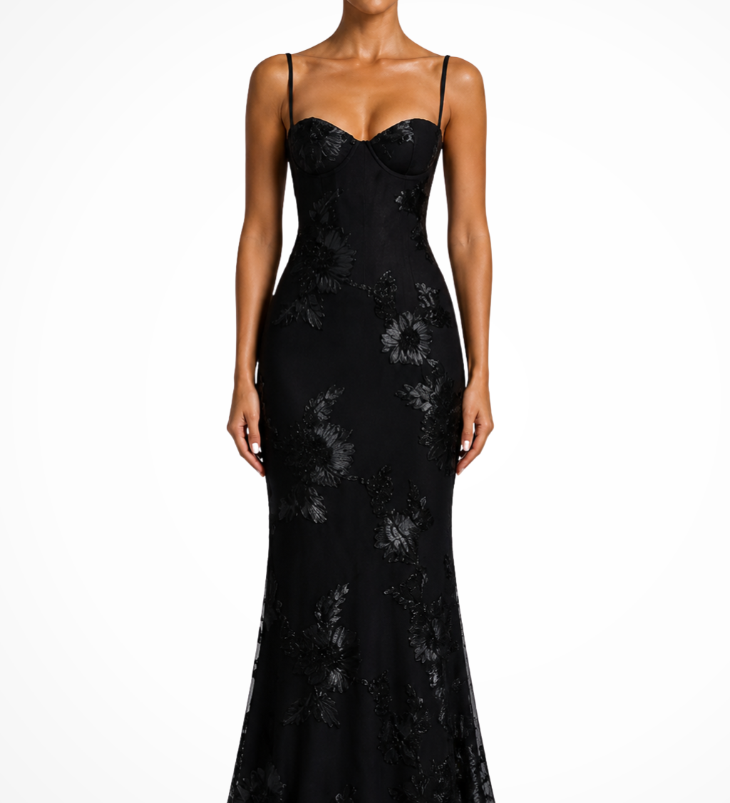 Anastasia | Corsé bordado de flores para mujer con tirantes, vestido maxi para bodas