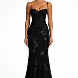 Anastasia | Corsé bordado de flores para mujer con tirantes, vestido maxi para bodas