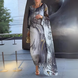 Paetyn | Vestido maxi con escote redondo y mangas largas