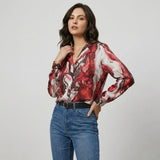 Blusa fluida estampada en mezcla de viscosa | Corte suelto | Estilo contemporáneo