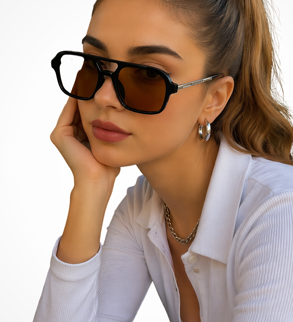 Margaux | Gafas de Sol Aviador Cuadradas Doble Puente para Mujeres