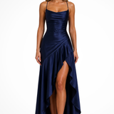 Sienna | Vestido Maxi de Satén con Cuello de Cowl para Mujeres