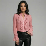 Blusa elegante en chiffon fluido | Corte femenino | Detalle de volantes