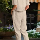 Romilly | Conjunto de Top Corto de Manga Corta y Pantalones Tapered de Lino para Mujeres
