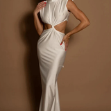 Solenne | Vestido maxi ajustado sin mangas con cuello alto para mujer