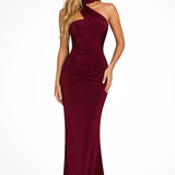 Imogen | Vestido maxi drapeado de una sola manga para invitadas de boda de jardín