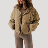 Chaqueta Puffer Acolchada Oversized para Mujer con Cierre Frontal