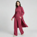 Conjunto de Punto con Cárdigan Largo para Conforto Elegante