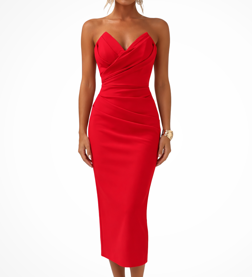 Genevieve | Vestido sin mangas para mujer con escote en forma de corazón y volantes