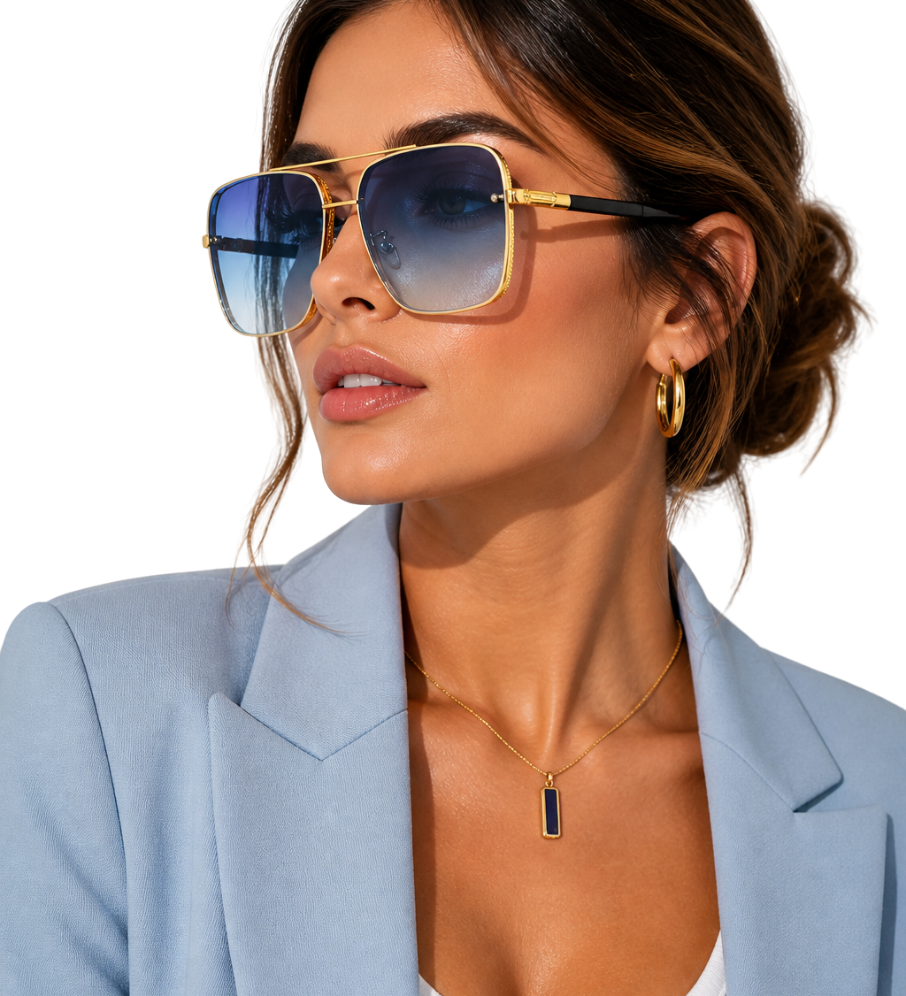Barlow | Gafas de Sol Aviador Retro con Montura Dorada y Lentes Gradientes UV400