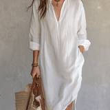 Vestido midi blanco bohemio y relajado