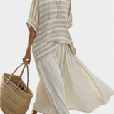 Isaura | Conjunto elegante y lujoso de lino de bambú con estampado de margaritas