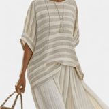 Isaura | Conjunto elegante y lujoso de lino de bambú con estampado de margaritas