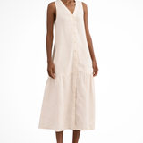 Willa | Vestido maxi de lino sin mangas con botones en la parte delantera y escote en V para mujer