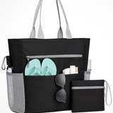 Briony | Bolsa de Playa de Rayas para Mujeres, Tote Grande con Bolsa