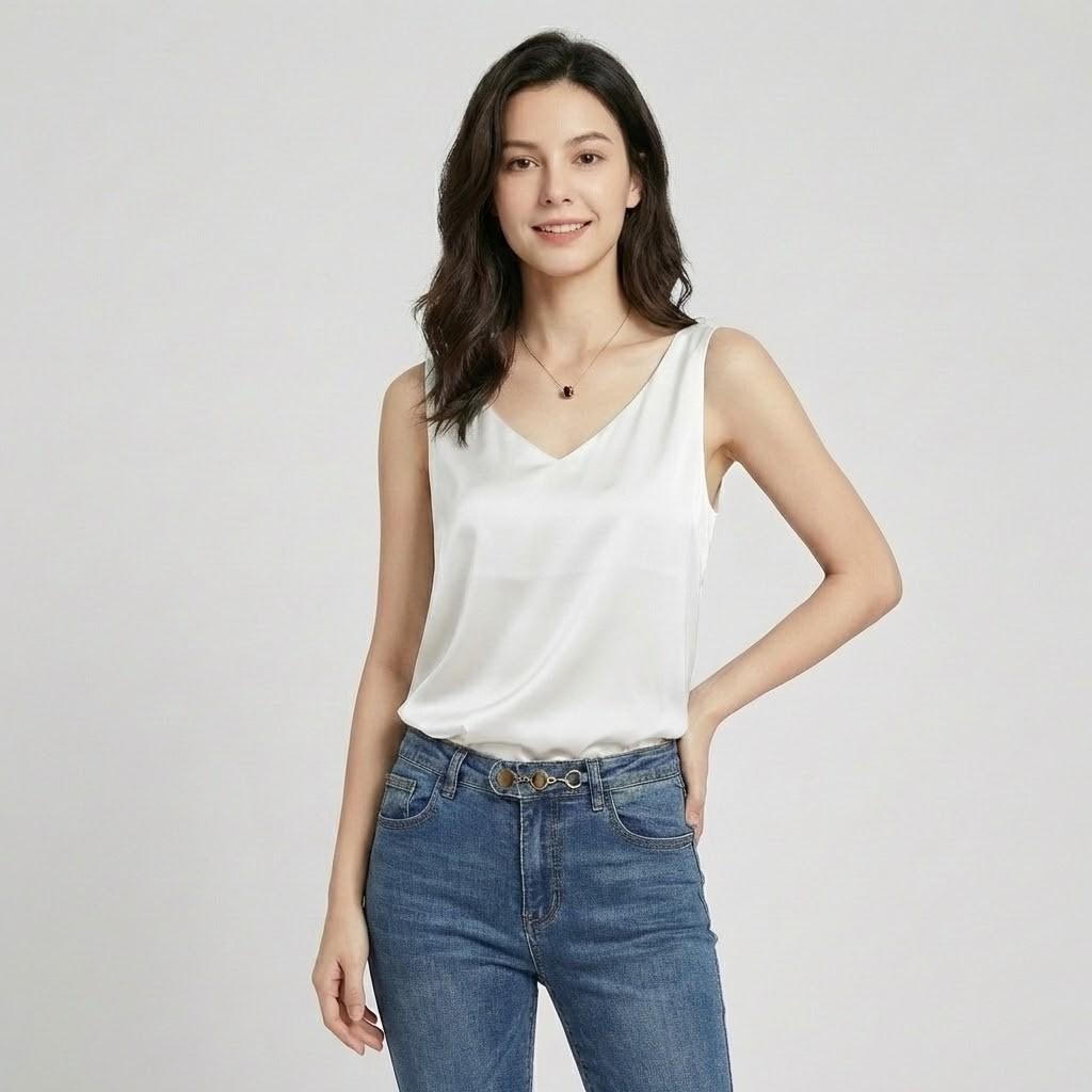 Camiseta fluida con escote en V | Corte suelto | Esencial elegante