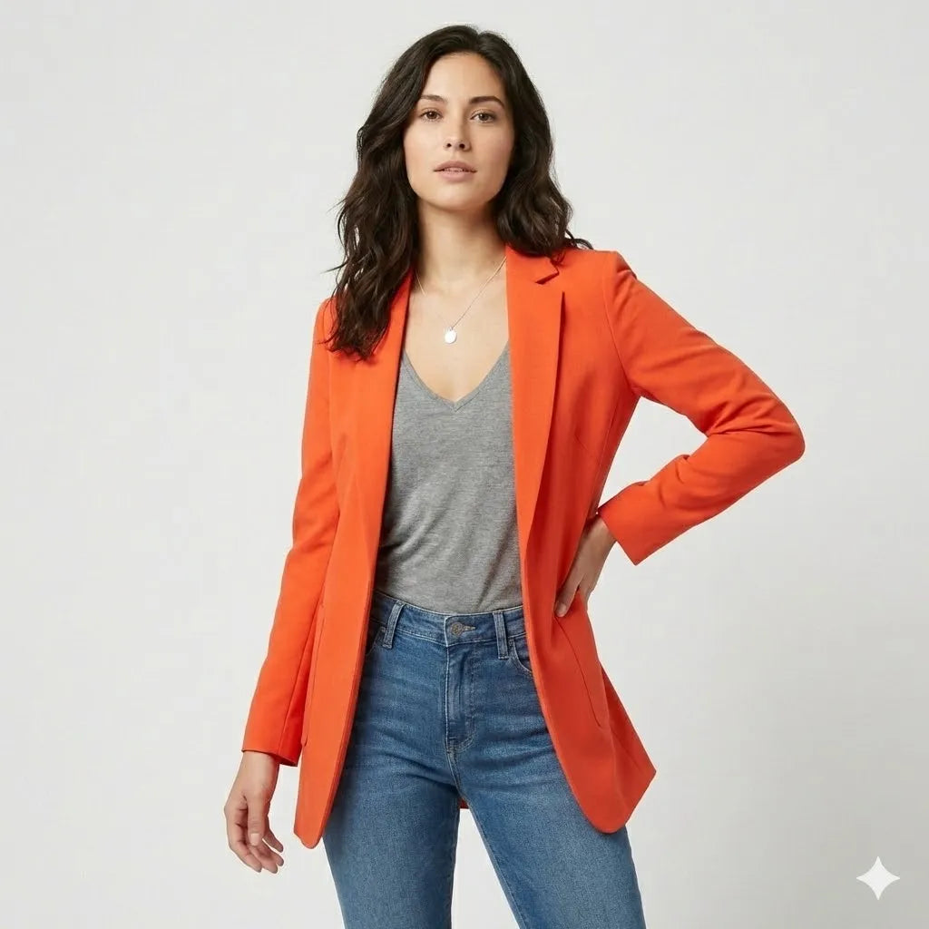 Blazer largo estructurado en mezcla de lana | Corte entallado | Elegancia urbana versátil