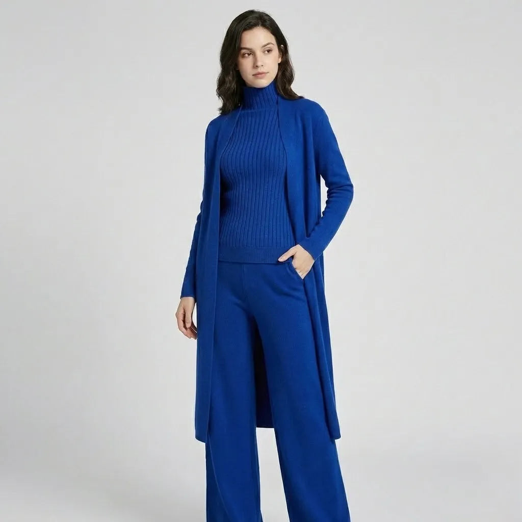 Conjunto de Punto con Cárdigan Largo para Conforto Elegante