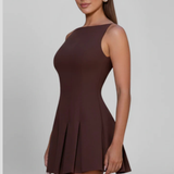 Tabitha | Vestido de mini invitada de boda sin mangas con falda plisada para mujer