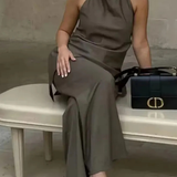 Saoirse | Conjunto de Top de Cuello Halter y Pantalones de Pierna Ancha para Mujeres
