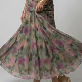 Calen | Vestido midi elegante con hombros descubiertos y diseño fluido
