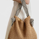 Briar | Bolsa de Hombro de Paja Tejida con Correa de Contraste para Mujeres