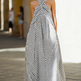 Pembury | Vestido maxi de verano con cuello halter a rayas para mujer