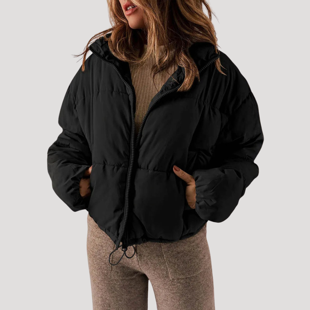 Chaqueta Puffer Acolchada Oversized para Mujer con Cierre Frontal